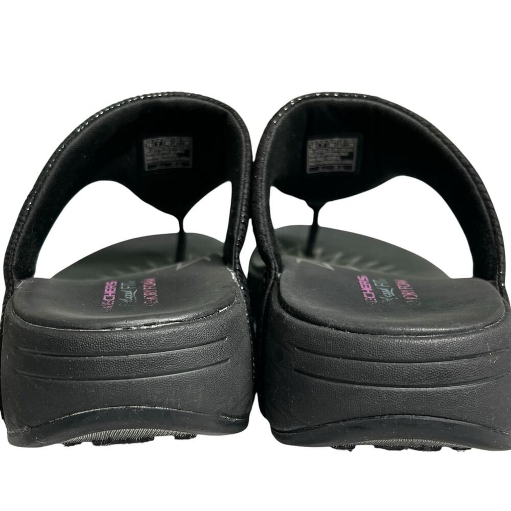 Skechers Retrogrades Sandals Women 10 Black Suede Relaxed Metallic Comfort Shoes - Picture 11 of 14